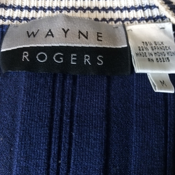 Vintage Y2K "Wayne Rogers" Silk blend v-neck ribbed sweater top medium, perfect! - Picture 6 of 7